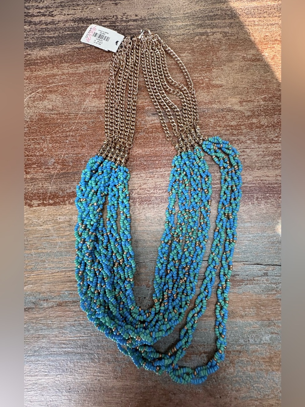 Talbots Multi-Strand Turquoise Seed Bead Necklace